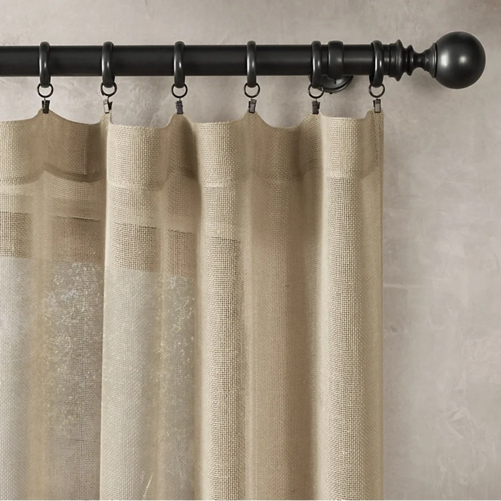 Pair2 New Restoration Hardware Open Weave Linen Drapery Rod Pocket 50X108